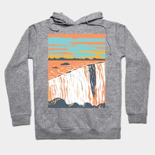 Victoria Falls or Mosi-oa-Tunya of the Zambezi River WPA Art Deco Poster Hoodie